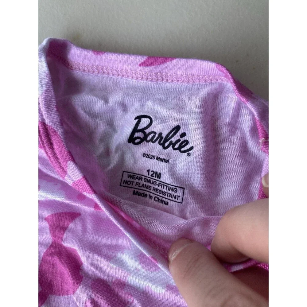 NWT Barbie Toddler Girls 12M Pink Floral Bamboo Viscose Spandex Pajama Set 2pc
